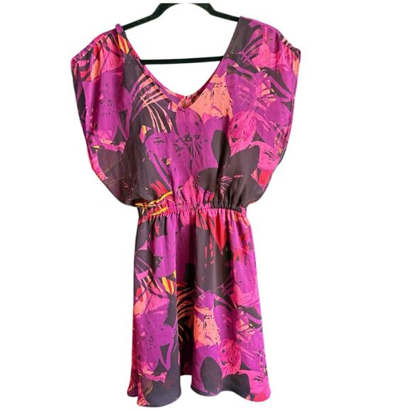 Express Dresses & Skirts - Express Y2K Pink and Purple Floral Dress size XS